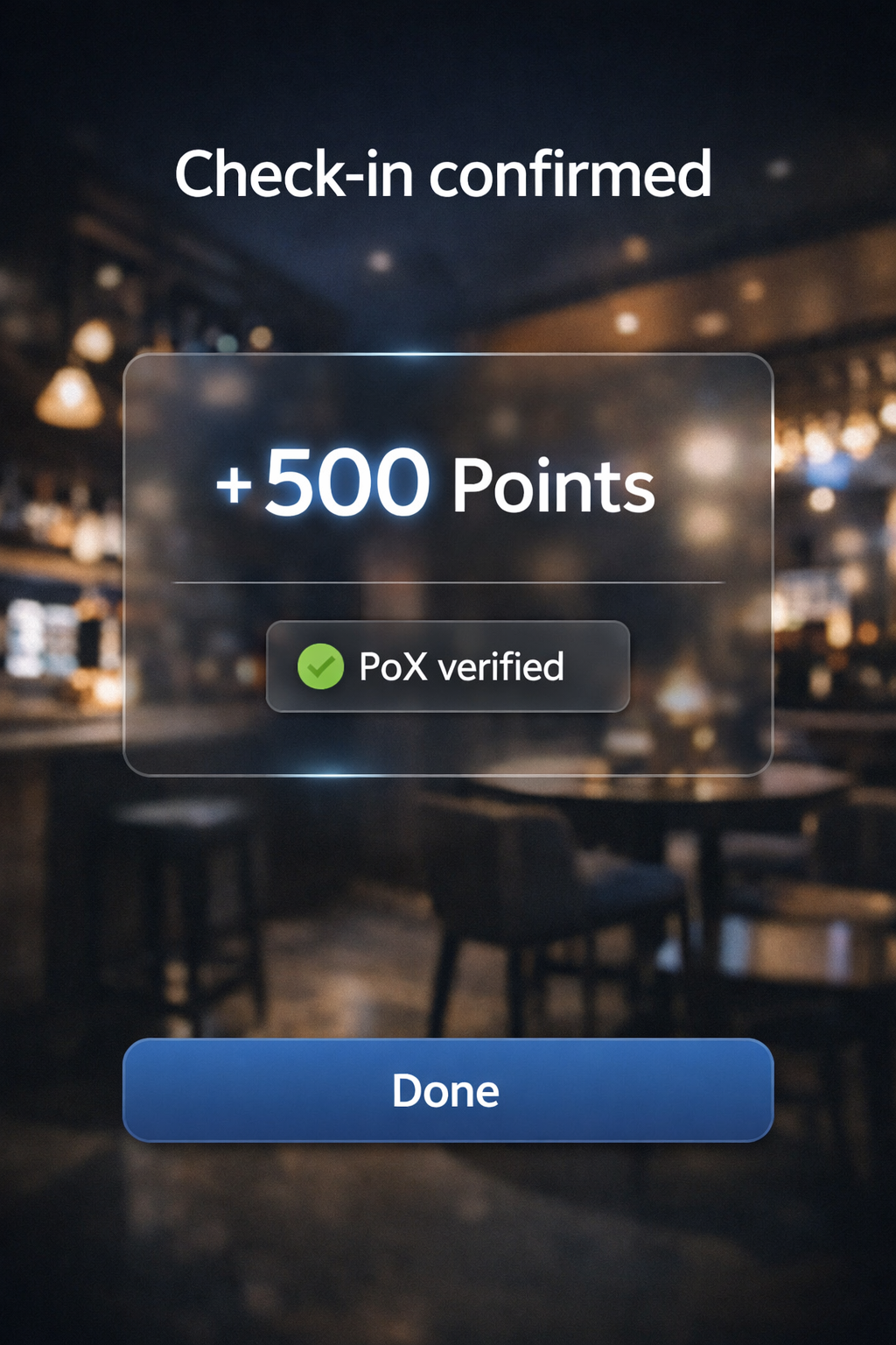 Rewards confirmation screen in the PointGenie app
